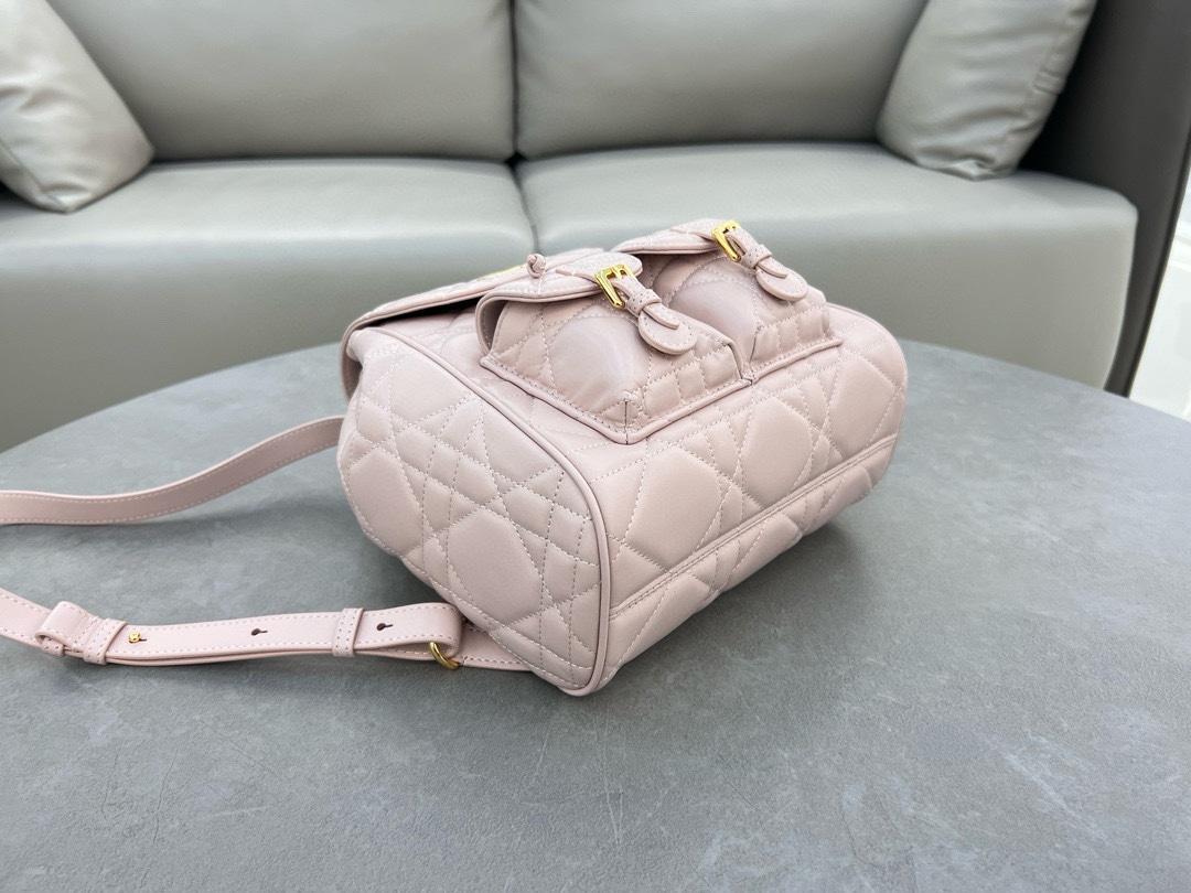 Medium Dior Caro Backpack Pink Macrocannage Lambskin